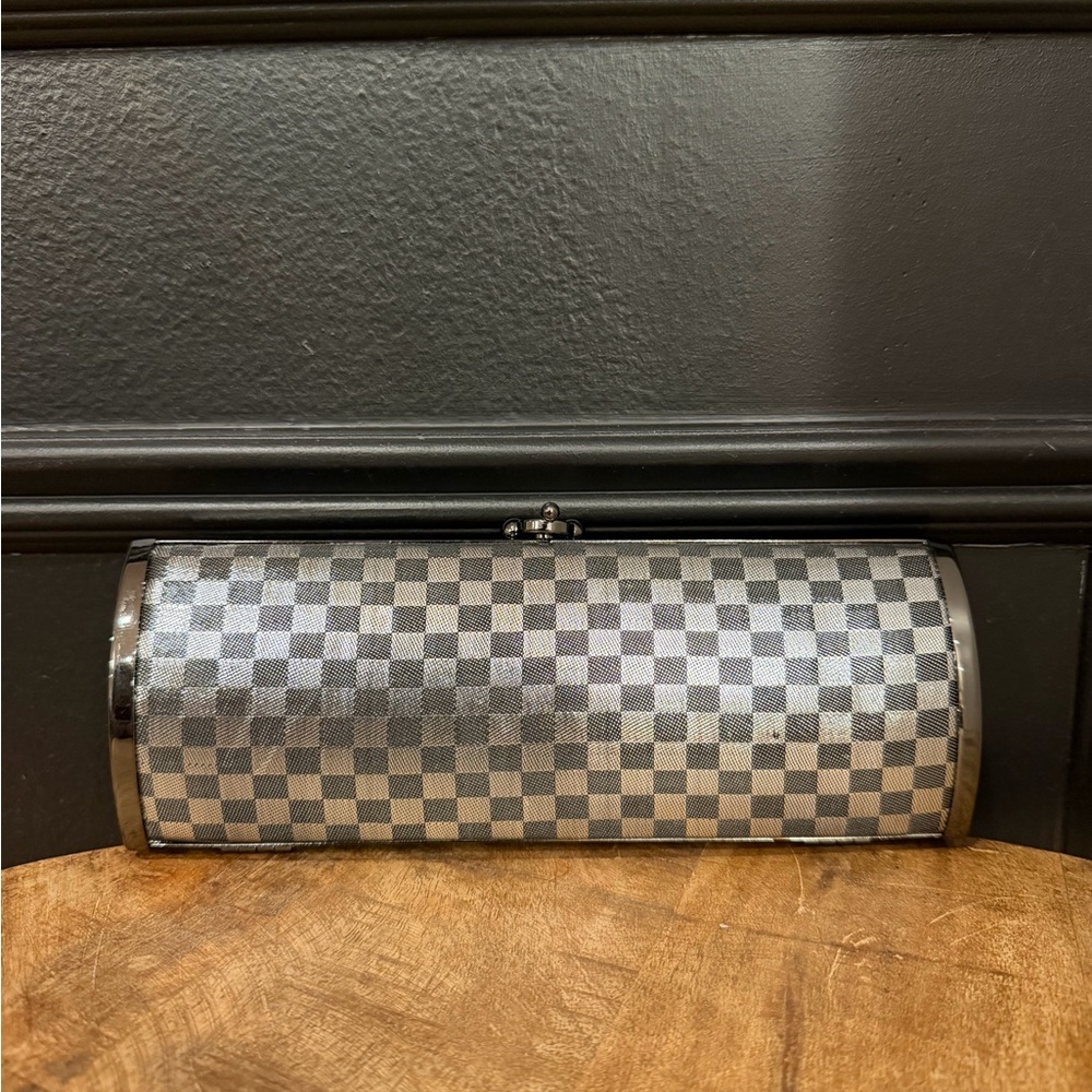 Checkered Silver and Black Clutch
